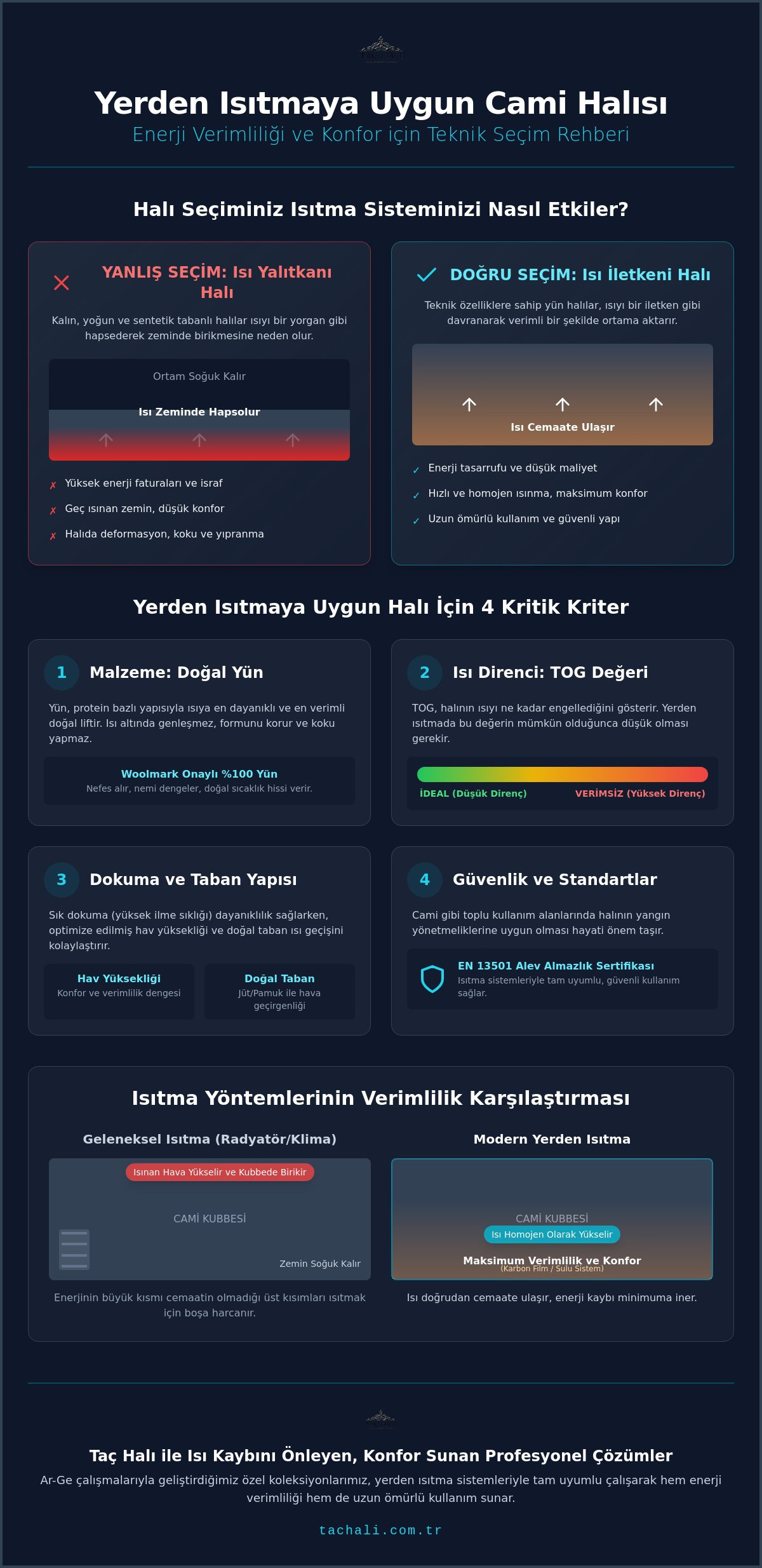 Yerden Isıtmaya Uygun Cami Halısı Seçim Rehberi 2026